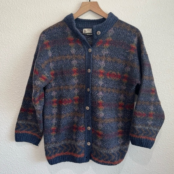 VTG Nor Easterly Made in Scotland Wool Blend Button up Cardigan XL Grandpacore - Picture 1 of 11